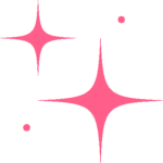 Two large light pink sparkles with pointed edges and two small yellow dots on a light gray background_