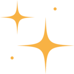 Two large yellow sparkles with pointed edges and two small yellow dots on a light gray background.