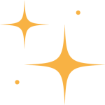 Two large yellow sparkles with pointed edges and two small yellow dots on a light gray background.